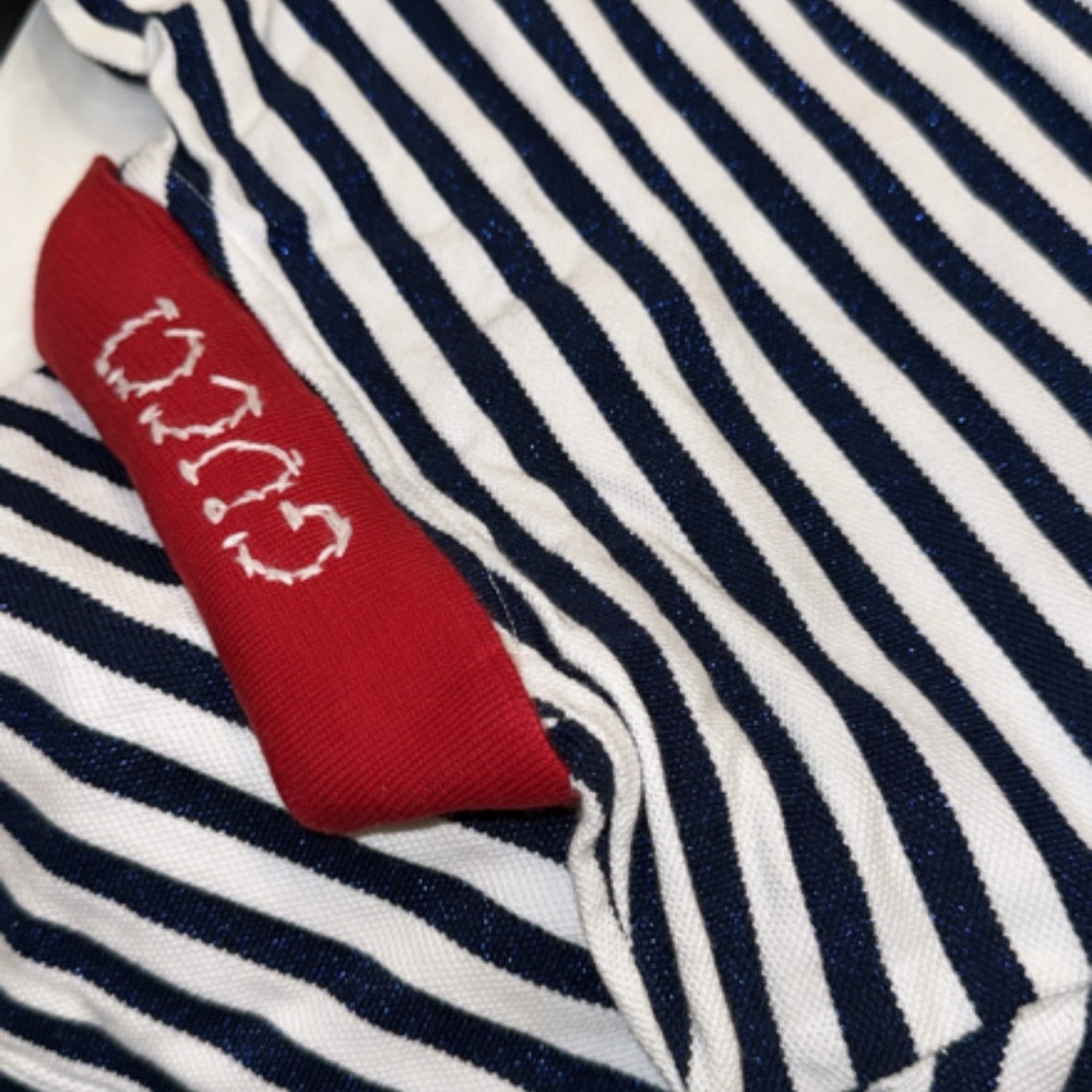 Gucci Kids Striped Polo - Navy and White with Red Accent